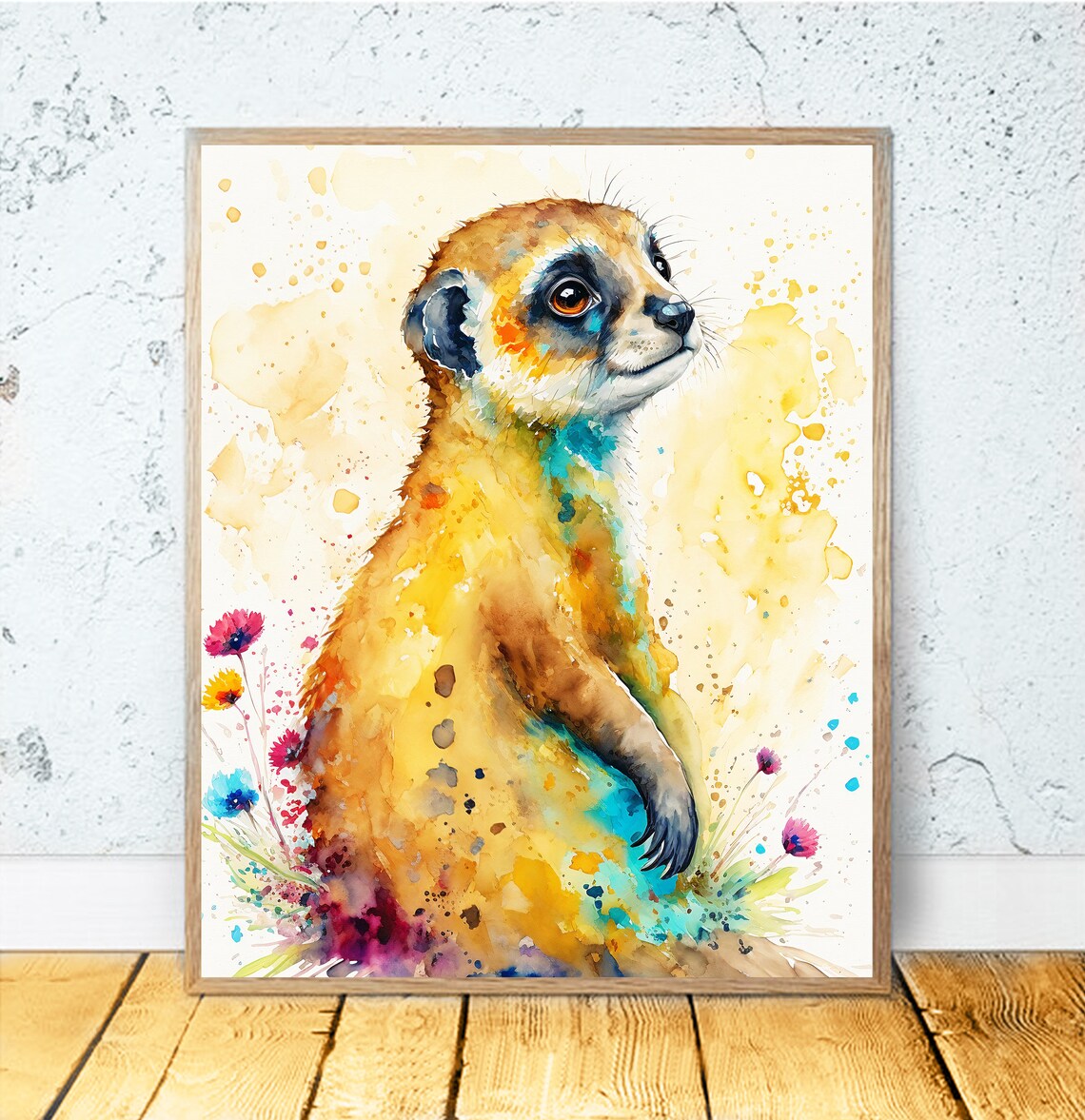 Watercolor Meerkat Art Print, Wildlife Illustration
