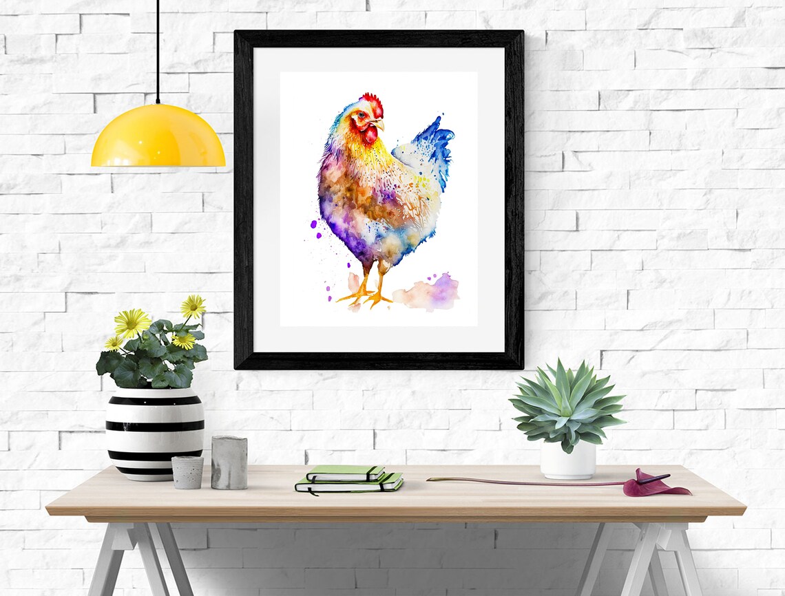 Hen Watercolor Art Print, Farm Animal Nursery Decor - Image 2