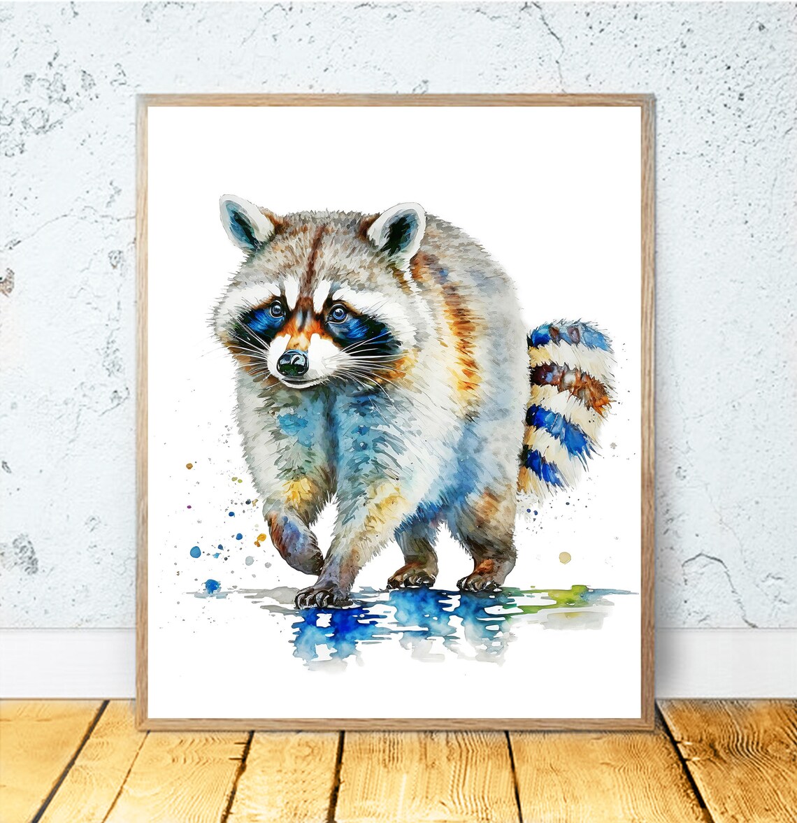 Raccoon Watercolor Art Print, Woodland Nursery Decor