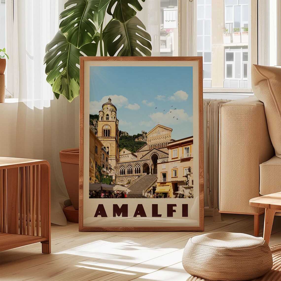 Amalfi Italy Duomo Cathedral Town Square Sunny Mediterranean Poster