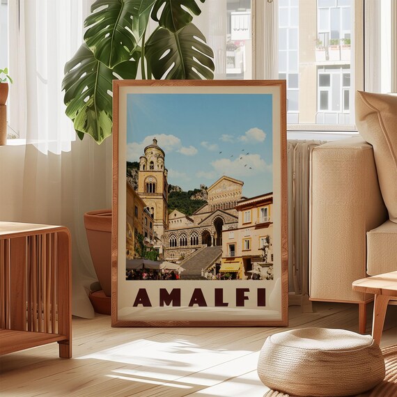 Amalfi Italy Duomo Cathedral Town Square Sunny Mediterranean Poster