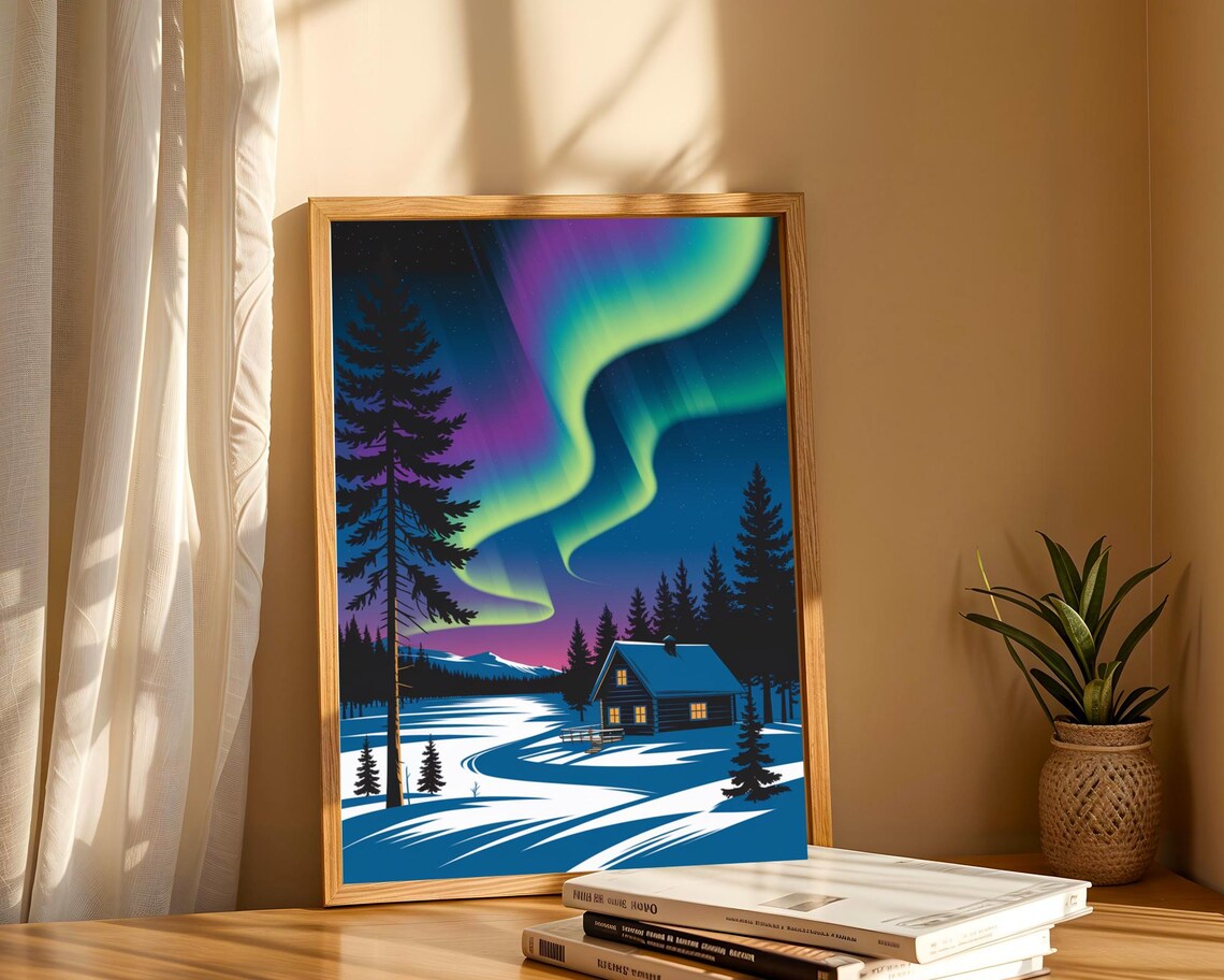 Northern Lights Lapland - Vintage Travel Poster - Image 6
