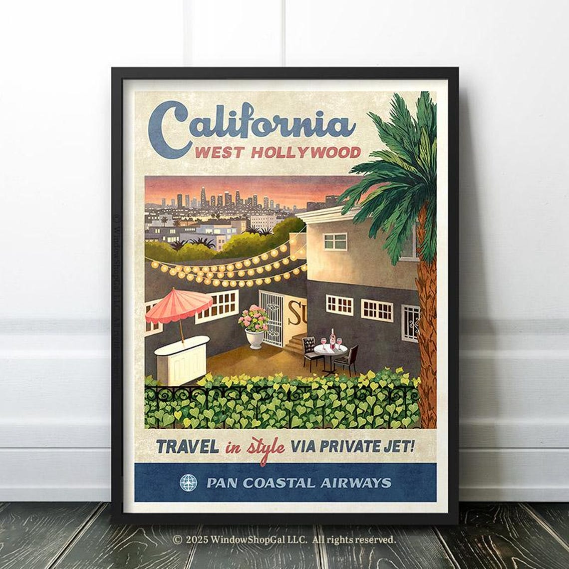 West Hollywood Sur Alley Travel Poster, Retro Inspired - Image 2