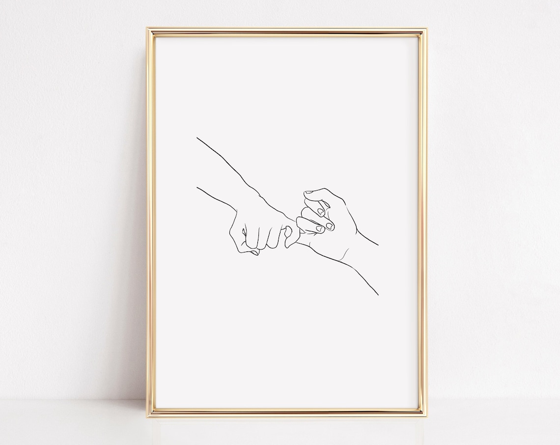 Holding Hands Line Art Couple Love Art Print