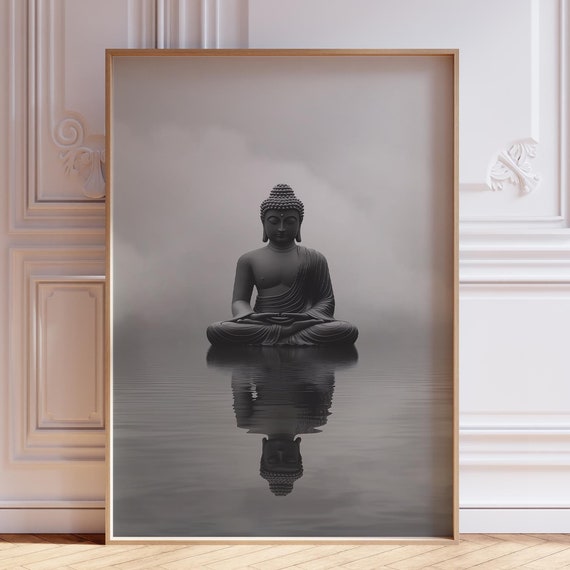 Minimalist Buddha Wall Art Zen Gautama Print Spiritual Black And White Poster Modern Yoga Studio