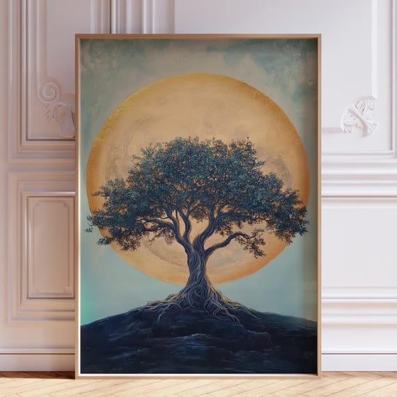 Tree Of Life Wall Art Print Zen Meditation Spiritual Painting Mindful Vertical