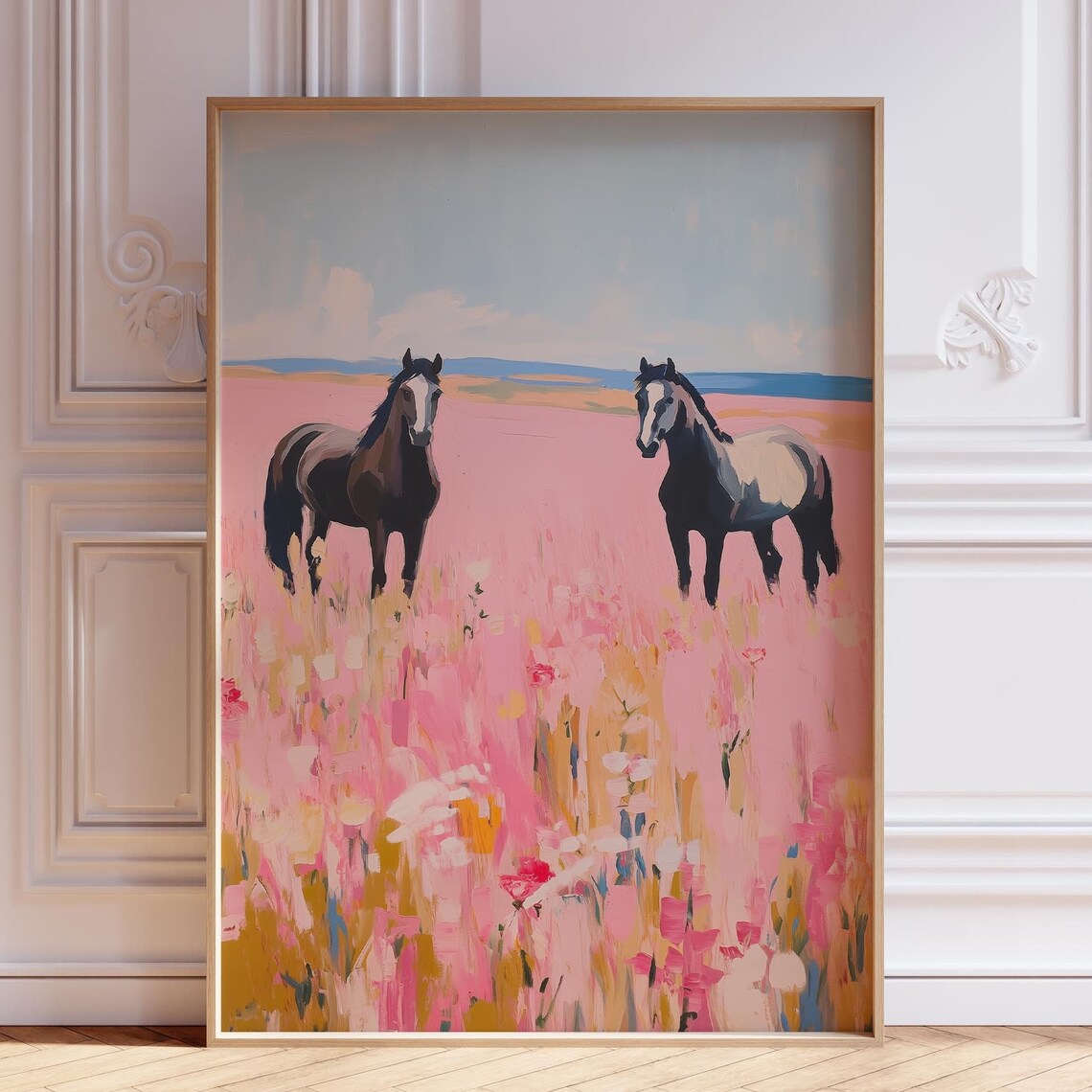 Pink Coastal Cowgirl Horse Landscape Art Print