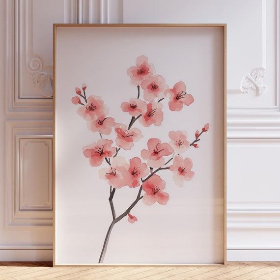 Japanese Cherry Blossom Wall Art Poster Chinese Print Floral Japandi Asian