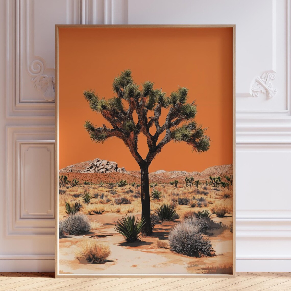 Retro Joshua Tree Landscape Travel Poster Print