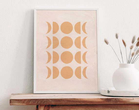 Moon Art Boho Wall Decor Above Bed Moon Art Sign Abstract Above Bed Decor Boho Decor Boho Decor Bedroom Moon Phases Print