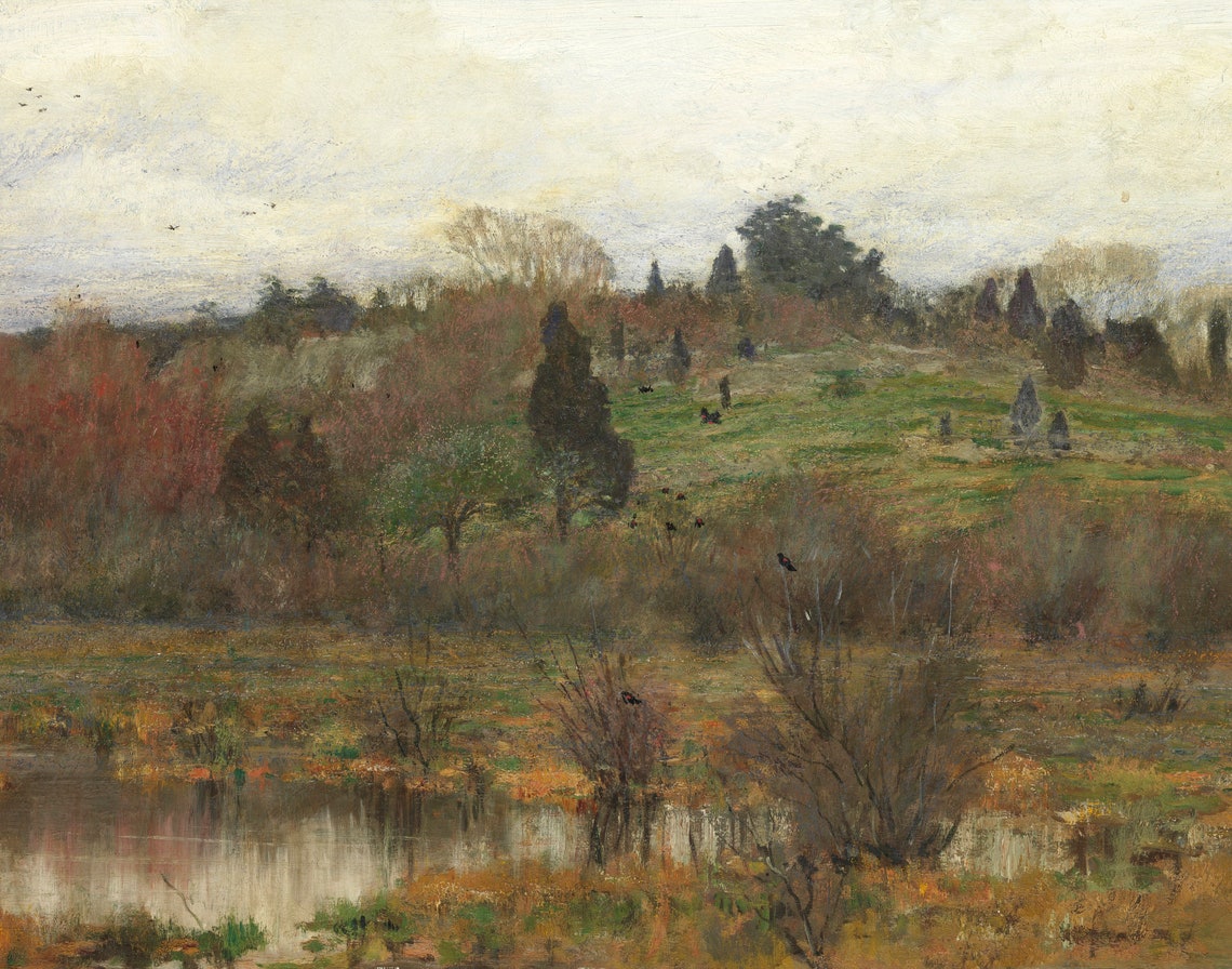 Vintage Landscape Wall Art Fall Decor Country Landscape Oil Painting Antique Landscape Art Print Autumn Vintage Wall Art Moody Print - Image 3