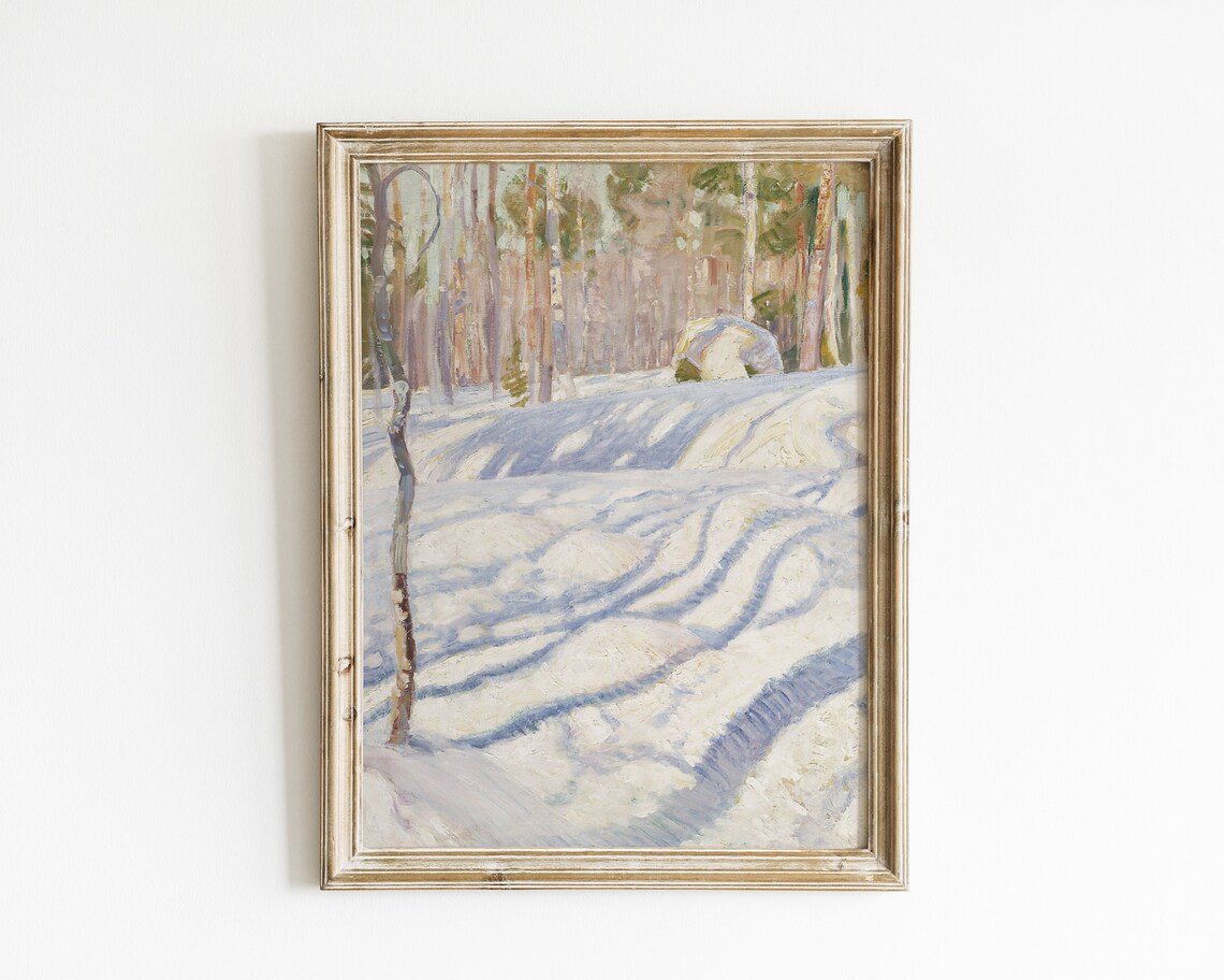 Winter Decor Snow Painting Vintage Holiday Print Winter Landscape Painting Winter Art Print Vintage Winter Print Art