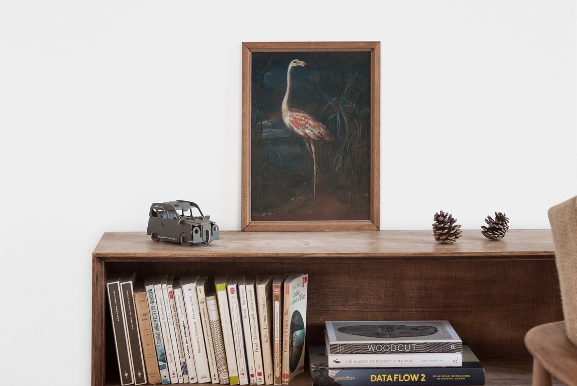 Vintage Flamingo Art Print, Moody Boho Tropical Bird - Image 2