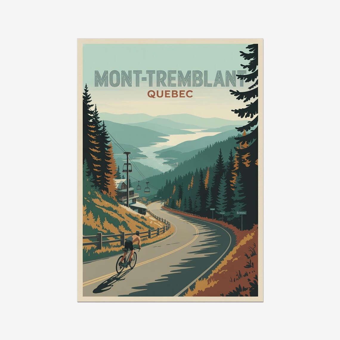 Mont Tremblant Quebec Triathlon Bike Mountain Road Sports Poster