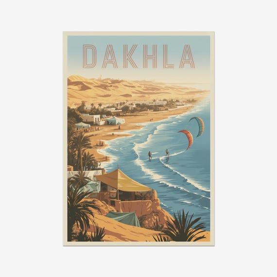 Dakhla Vintage Travel Poster Morocco Retro