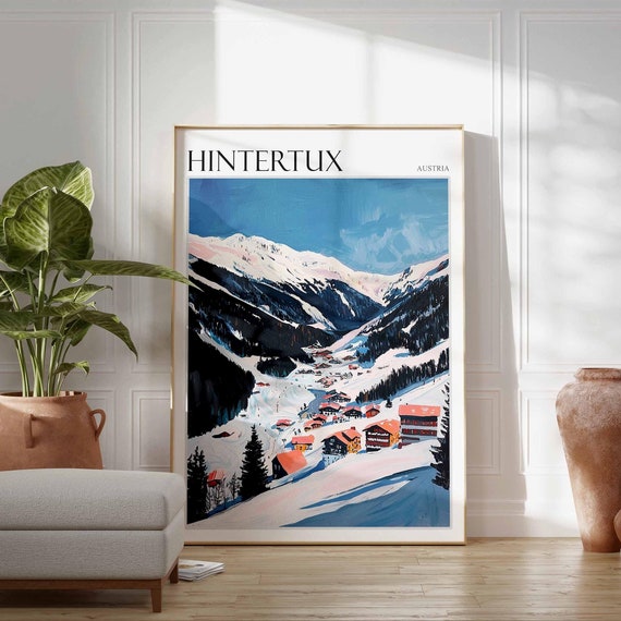 Skiing Travel Poster Skiing Art Hintertux Poster Hintertux Wall Art Ski Travel Poster Snowboard Poster Alpine Poster Hintertux Decor