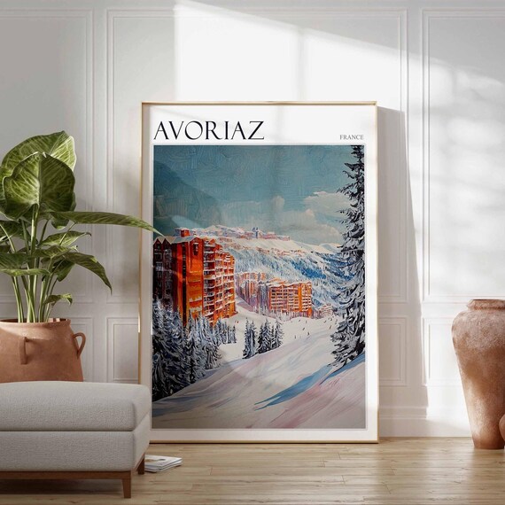 Avoriaz France Ski Apartments Snowy Slopes Resort Scene Poster