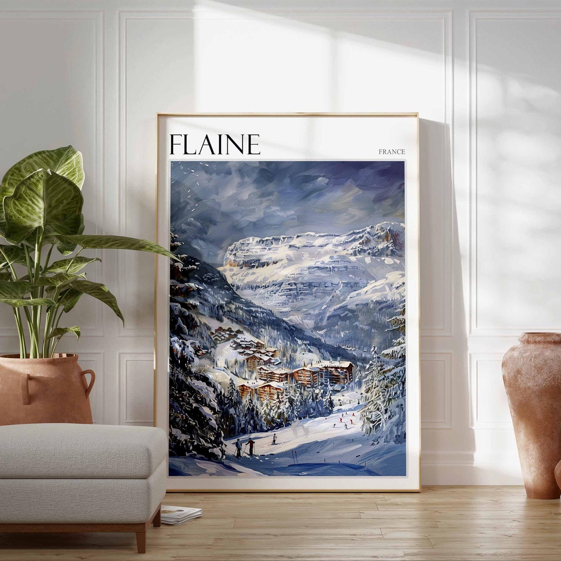 Skiing Travel Poster Skiing Art Flaine Poster Flaine Wall Art French Alps Poster French Alps Print Flaine Travel Print Flaine Ski Art