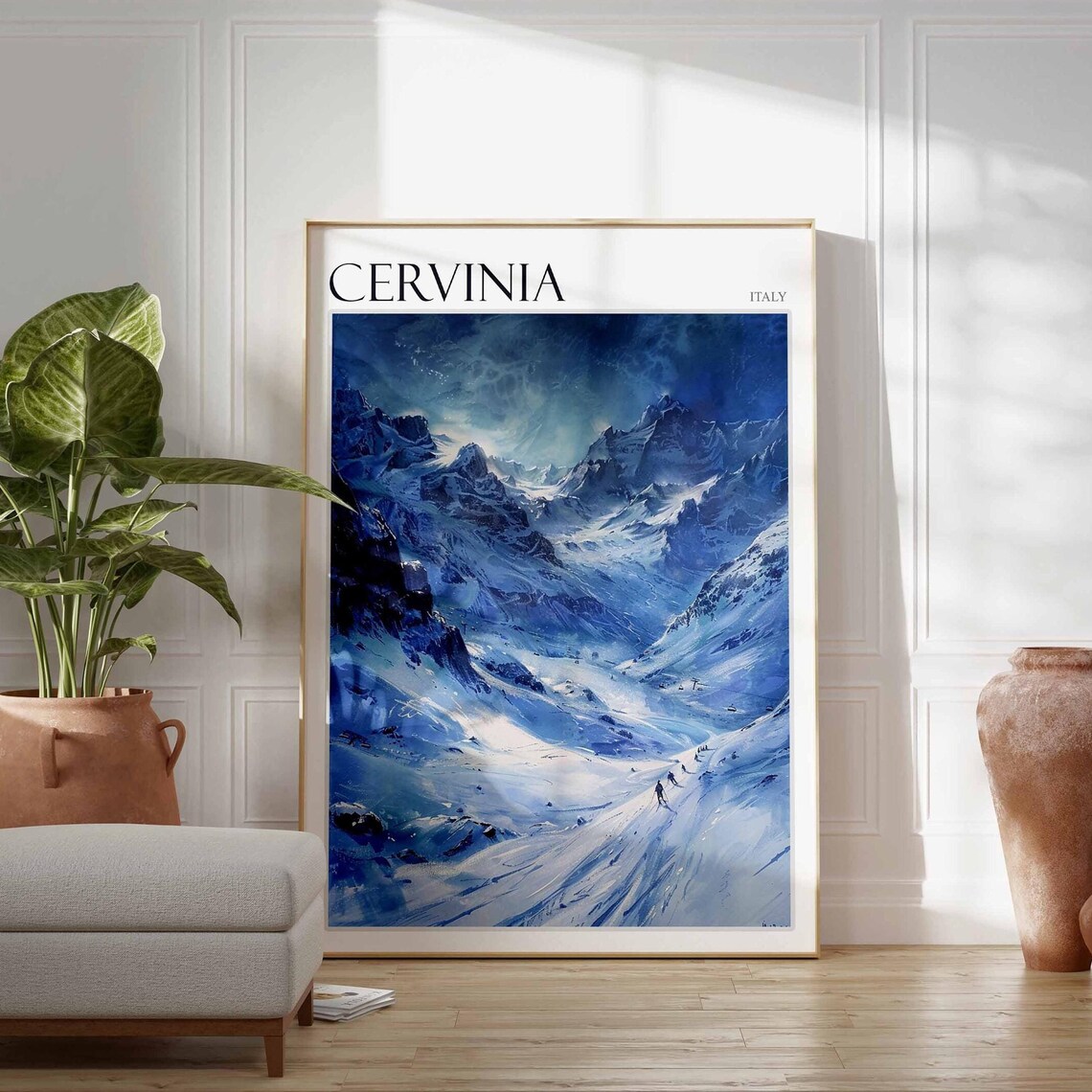 Cervinia Italy Dramatic Snowy Mountain Peaks Ski Landscape Poster