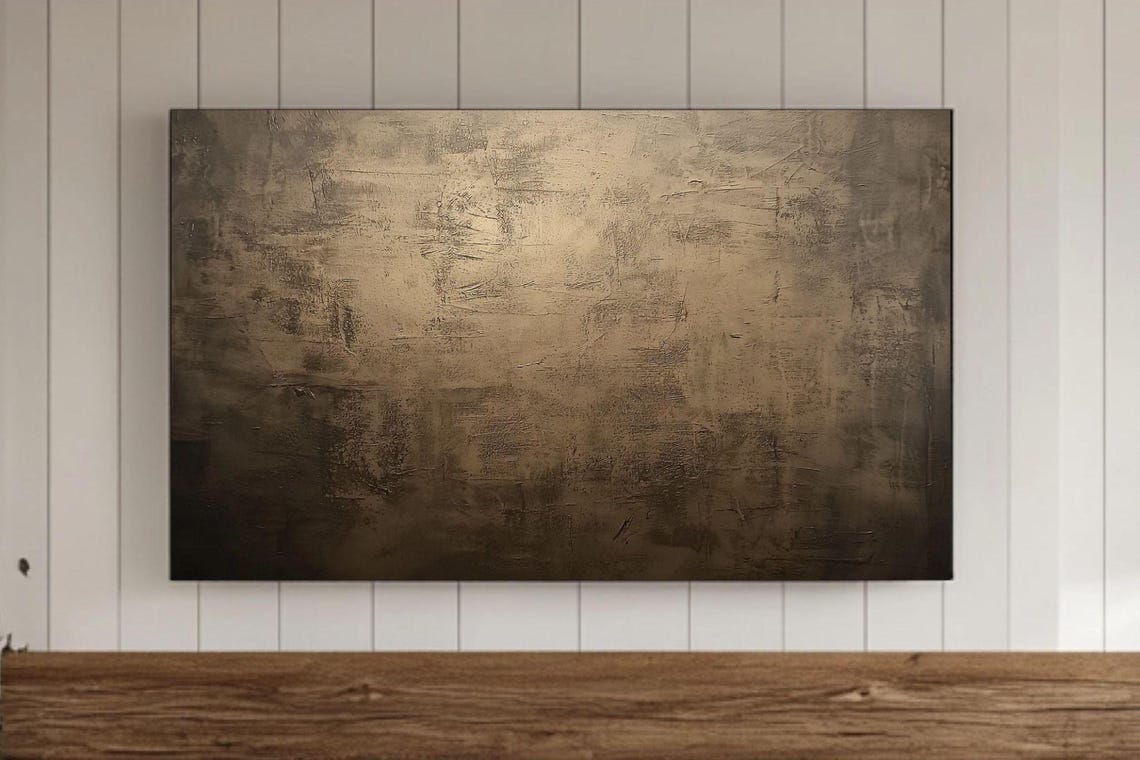 Champagne Gold Textured Abstract Modern Linen Painting Poster