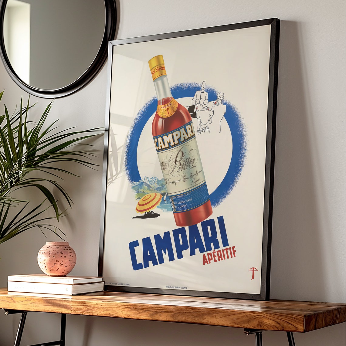 Campari Aperitif Bottle Beach Scene Vintage Italian Ad Poster - Image 2
