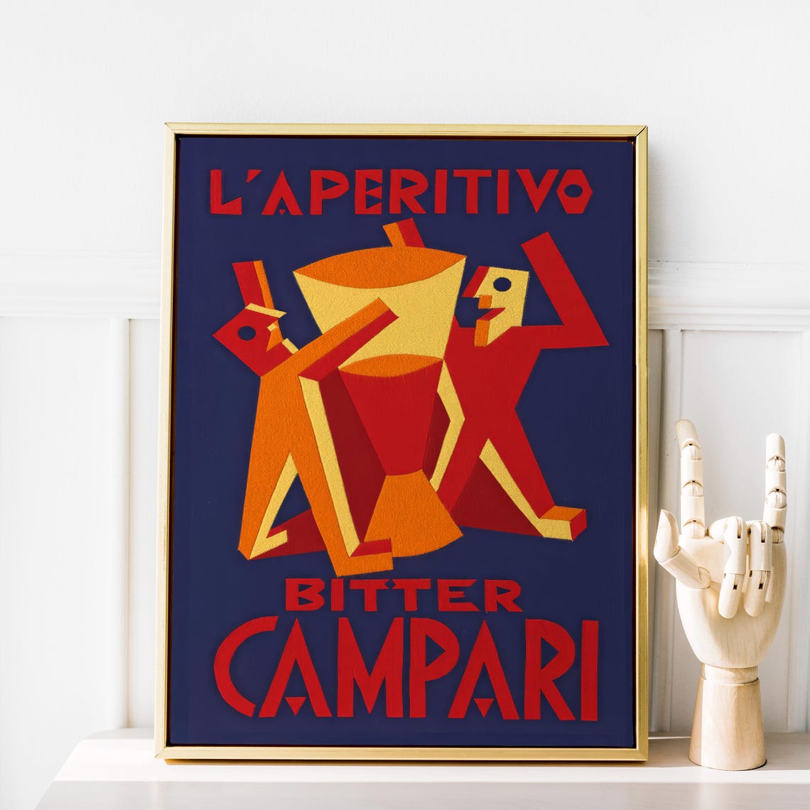 Laperitivo Bitter Campari Cubist Toast Red Figures Vintage Poster - Image 2
