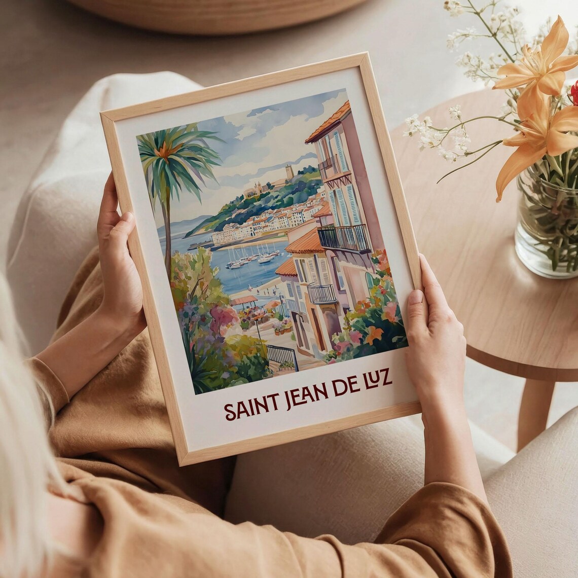 Saint Jean De Luz Basque Coast France Watercolor Travel Poster - Image 5