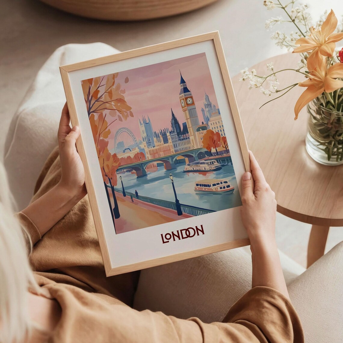 London City Skyline Autumn Thames Big Ben and London Eye Poster - Image 5