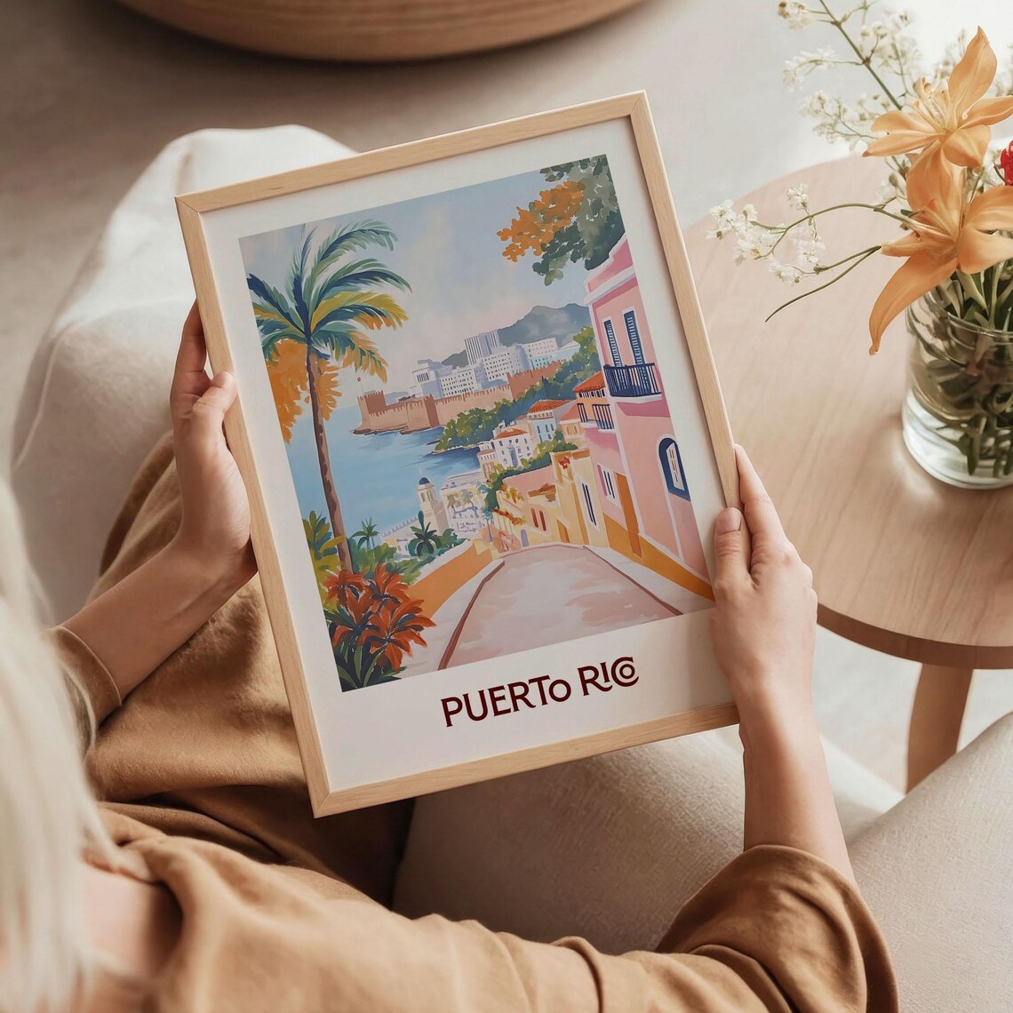 San Juan Puerto Rico El Morro Fort Old Town Street Watercolor Travel Poster - Image 5