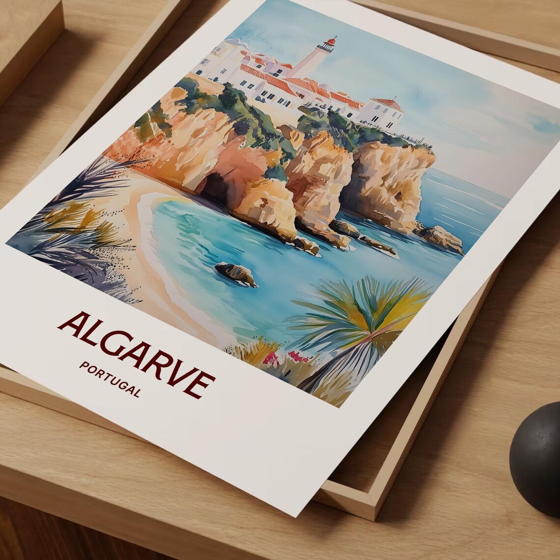 Algarve Portugal Travel Print Minimalist Coastal Art Algarve Coast Poster Pastel Cityscape Wall Decor Retro Travel Aesthetic C35 577 - Image 2