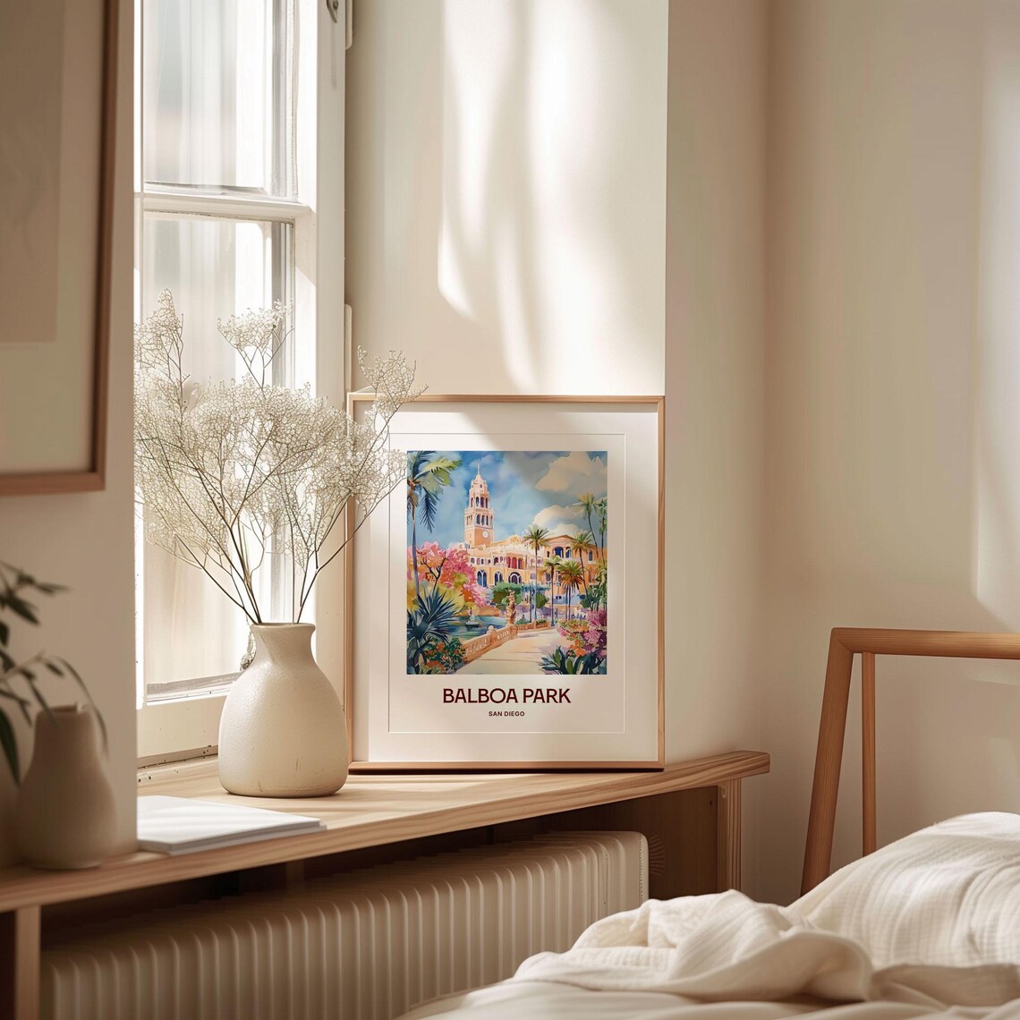 Balboa Park San Diego Tower Gardens Watercolor Travel Poster - Image 2