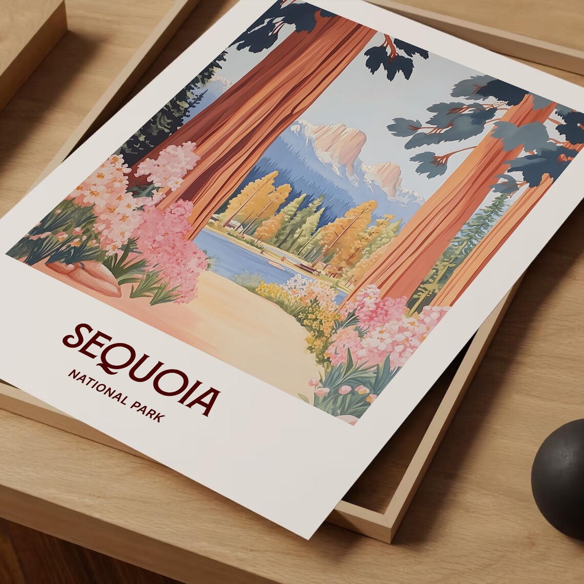 Sequoia National Park Giant Trees Lake Mountain Travel Art Poster - Image 2
