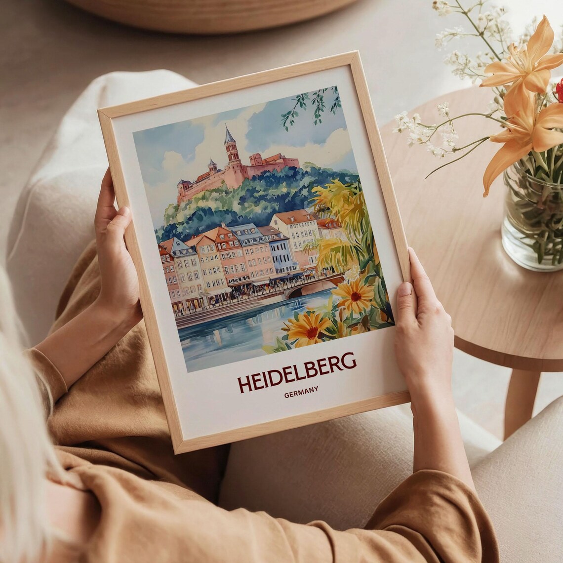Heidelberg Germany Watercolor Castle Old Town Riverside Poster - Image 5