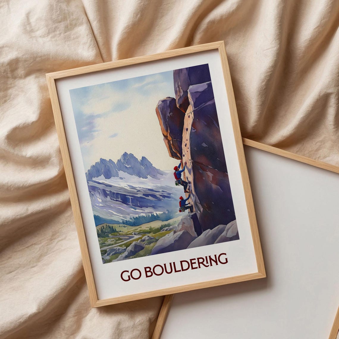 Go Bouldering Watercolor Rock Climbing Adventure Mountain Poster - Image 3