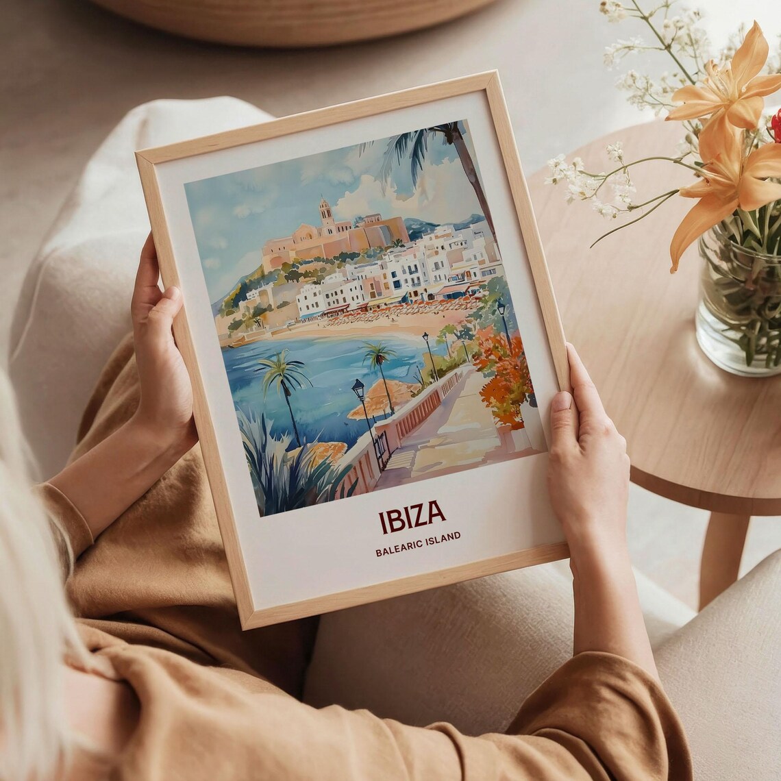 Ibiza Retro Minimalist Travel Poster, Coastal Cityscape - Image 5