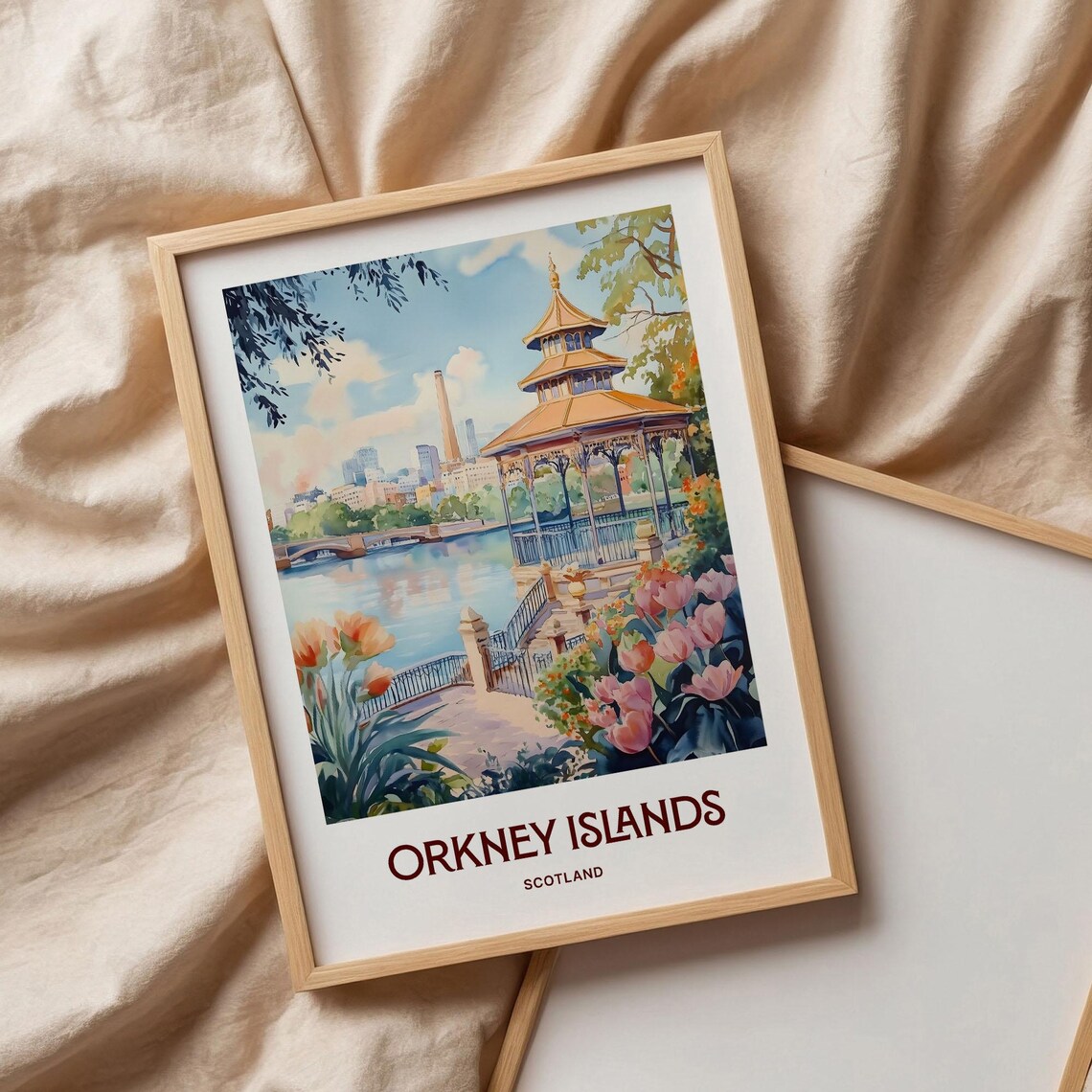 Orkney Islands Scotland Riverside Pavilion Garden Travel Poster - Image 3