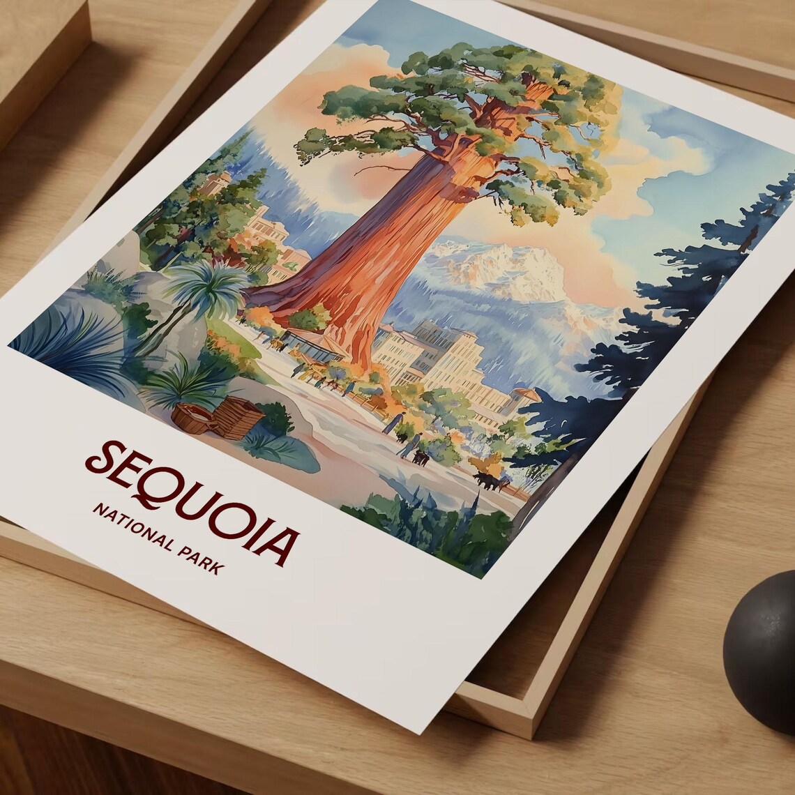 Sequoia National Park California Giant Tree Watercolor Travel Poster - Image 2