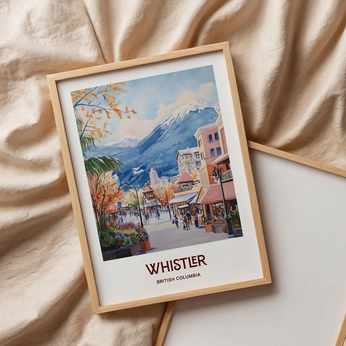 Whistler British Columbia Watercolor Mountain Village Poster - Image 3