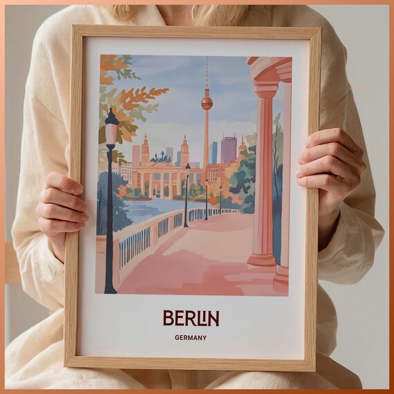 Berlin Germany TV Tower Skyline Charming Riverside Walk Poster