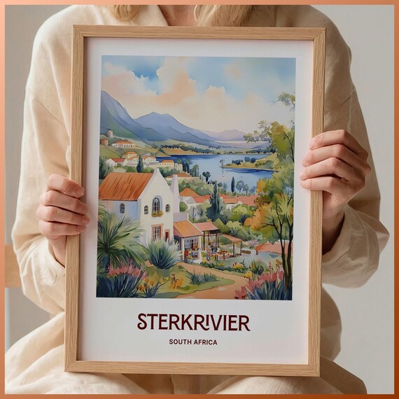 Sterkrivier South Africa Lakeside Garden Cottage Pastel Art Poster