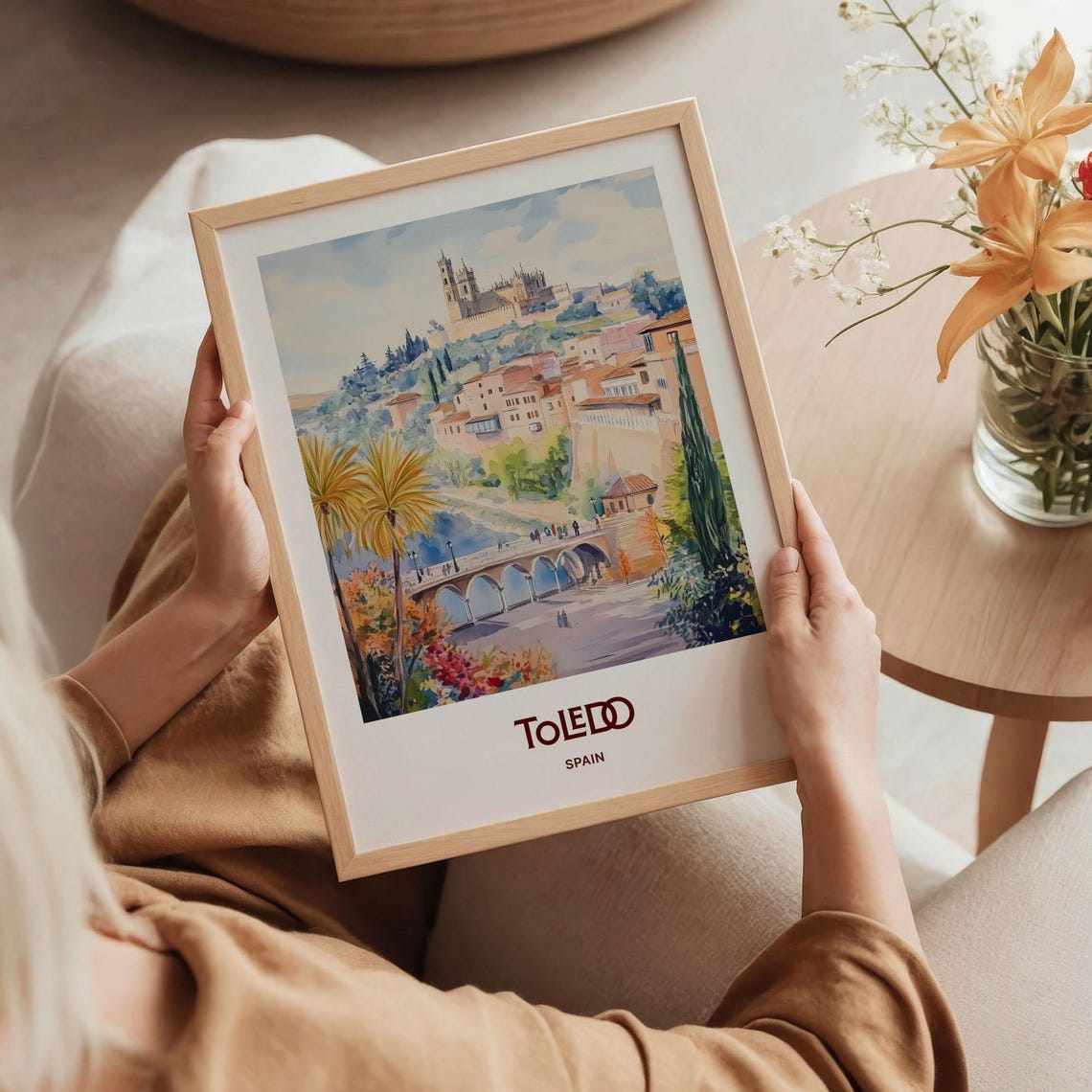 Toledo Spain Historic Alcazar Arched Bridge Watercolor Travel Poster - Image 5