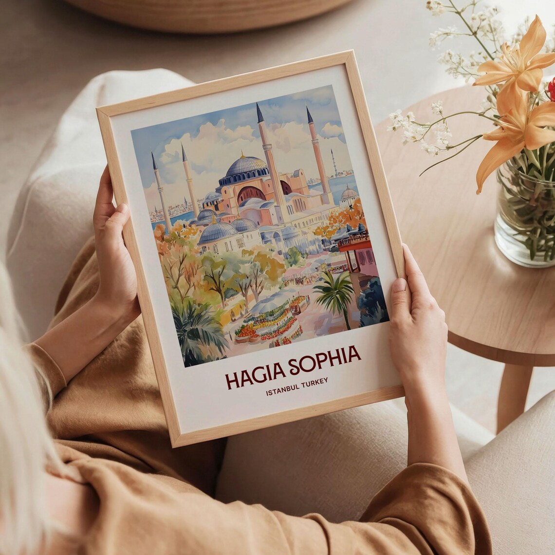 Hagia Sophia Istanbul Turkey Watercolor Domes Minarets Bazaar Art Poster - Image 5