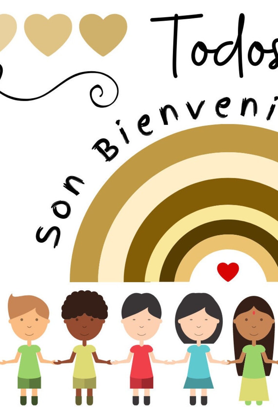 Todos Son Bienvenidos Aqui Spanish Welcome Kids Rainbow Poster - Image 4