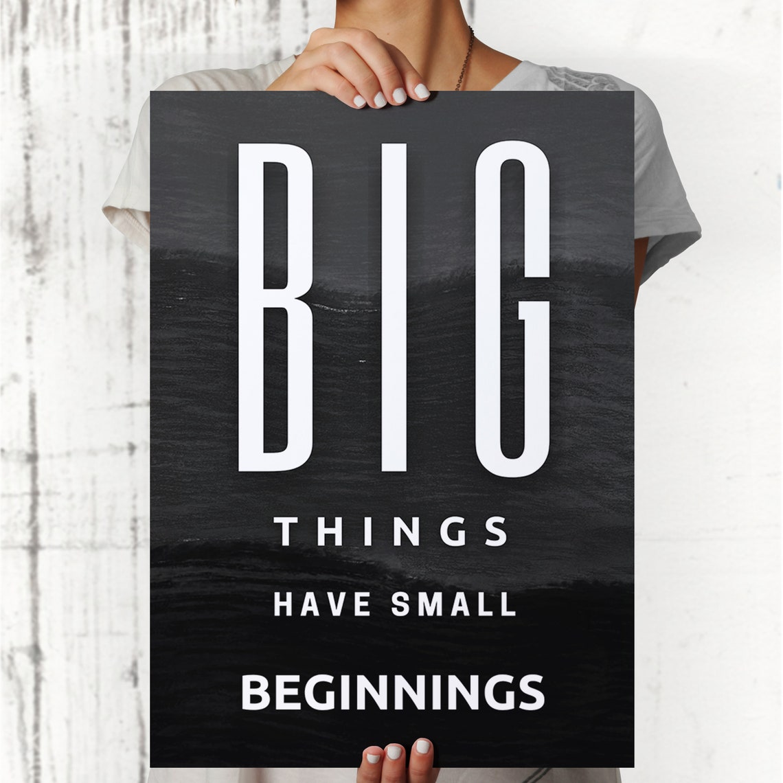 Big Things Have Small Beginnings Quote Black Typography Poster - Image 2