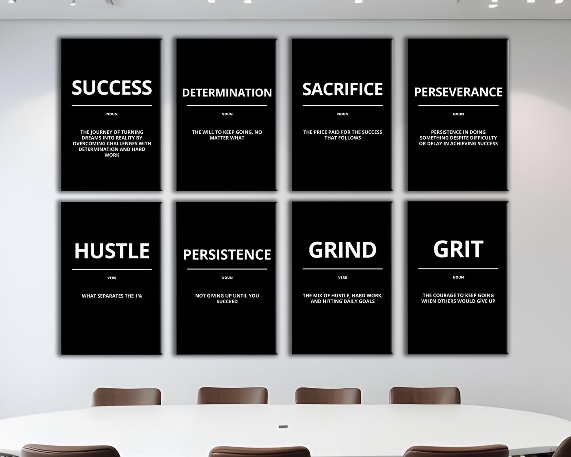 Grind Verb Definition Hustle Hard Work Black Minimalist Poster - Image 5