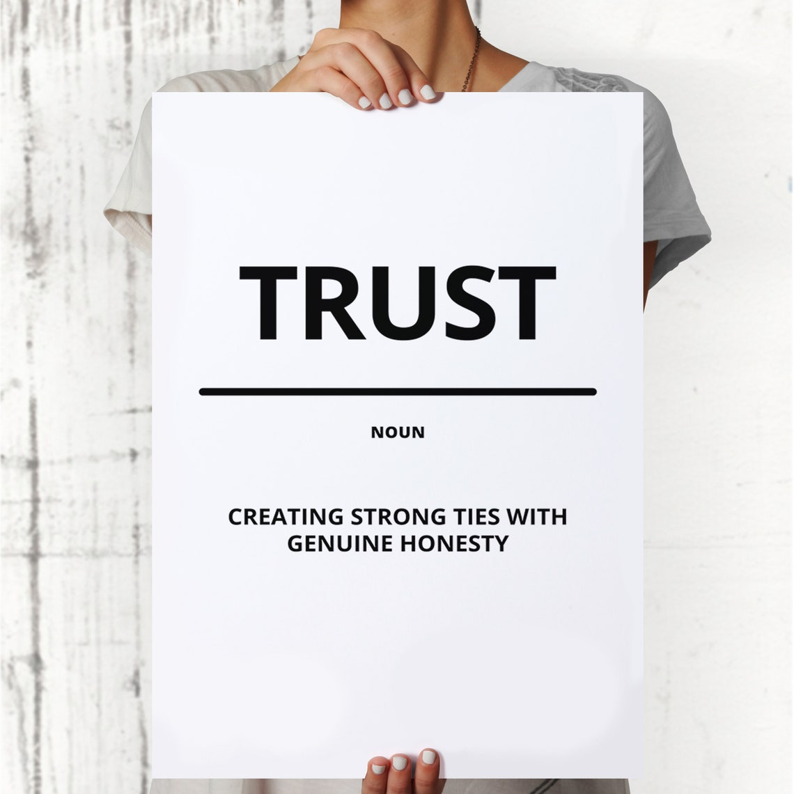 Trust Minimalist White Dictionary Definition Motivational Poster - Image 4