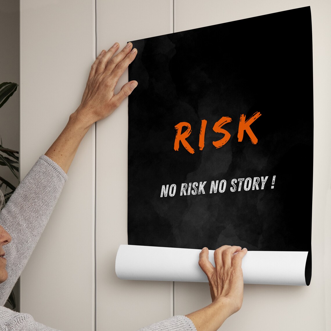 Risk No Risk No Story Orange Brush Black Motivational Decor Poster - Image 3