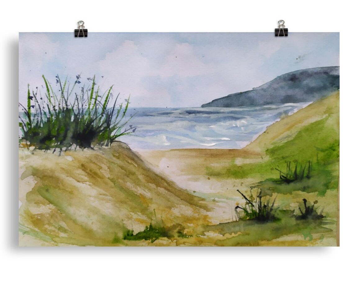 Hatteras Island Sand Dunes Watercolor Art Print