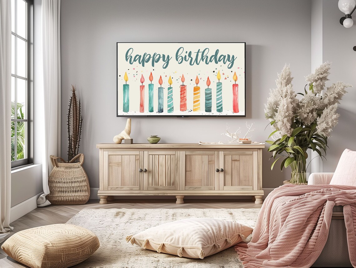 Birthday Frame TV Art, Birthday Decor Art Print - Image 2
