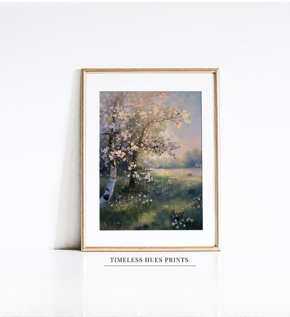 Cherry Blossom Tree Blooming By A Misty Spring Lake In Soft Light Poster